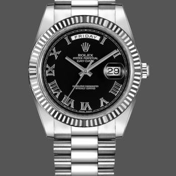 Rolex Day-Date 218239 Black Roman Numerals Dial White Gold 41MM Mens Watch (w15326598)