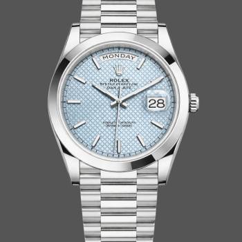 Rolex Day-Date 228206 Ice Blue Motif Dial Platinum 40MM Mens Watch (w15326620)