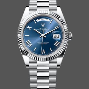 Rolex Day-Date 228239 Blue Roman Dial Fluted Bezel 40mm Mens Watch (w15326627)
