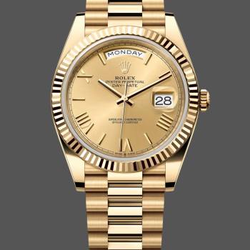 Rolex Day-Date 228238 Champagne Roman Dial Fluted Bezel 40mm Mens Watch (w15326628)