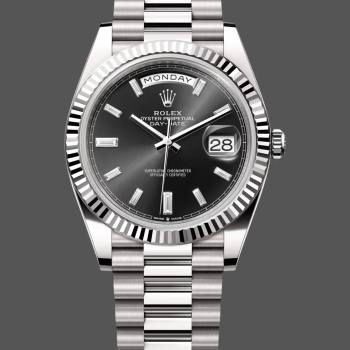 Rolex Day-Date 40mm 228239 0005 Black Diamond Dial Fluted Bezel Mens Watch (w15326700)