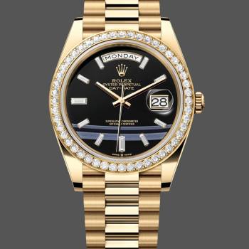 Rolex Day-Date 228348RBR 0039 Black Diamond Dial Diamond Bezel 40mm Mens Watch (w15326738)