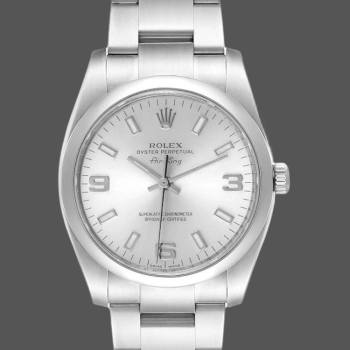 Rolex Oyster Perpetual Air-King 114200 Silver Arabic Dial 34mm Unisex watch (w15326773)