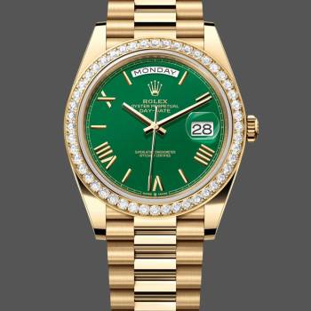 Rolex Day Date 40 18K Yellow Gold Green Dial Diamond Bezel M228348RBR 0040 Men Watch (w15326876)