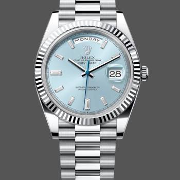 Rolex Day Date 40mm Platinum 228236 0006 Ice Blue Baguette (w21929166)