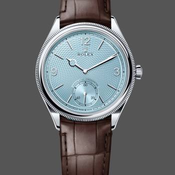 Rolex 1908 52506 0002 Ice Blue Dial Brown Leather Strap 39 mm Watch (w22050440)