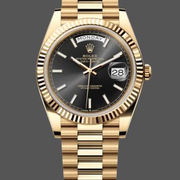 Rolex Day Date 40mm Yellow Gold President Black Dial m228238 0067 (w22066683)
