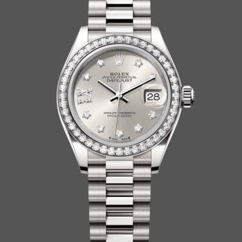 Rolex Datejust 28mm White Gold Silver Diamond President 279139rbr 0003 Women Watch (w22082546)