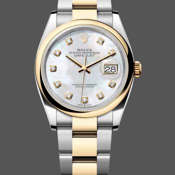 Rolex Datejust 36 Steel & Yellow Gold Mother of Pearl Diamond Dial M126203 0024 Women Watch (w22097836)