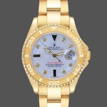 Rolex Yacht Master 168628 White Mother of Pearl Diamond Dial Yellow Gold Case 35mm Women Watch (w22118749)