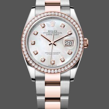 Rolex Datejust Mother of Pearl Diamond Dial Diamond Bezel 36mm m126281rbr 0010 Women Watch (w22118766)
