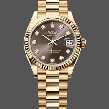 Rolex Datejust 31 Automatic 18k Yellow Gold Diamond Grey Dial m278278 0036 Ladies Watch (w22246193)