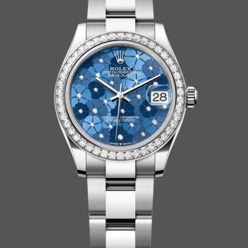 Rolex Datejust 31 Azzurro Blue Floral Motif with Diamonds Steel M278384RBR 0039 Ladies Watch (w22276900)