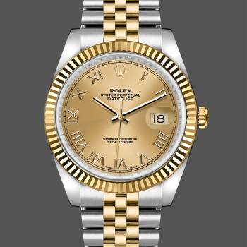 Rolex Datejust 116233 0147 Rolesor Yellow Champagne Roman Dial 36mm Clone Watch (w22540622)