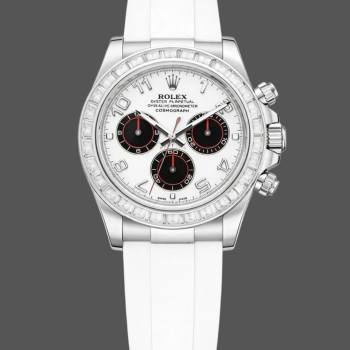 Rolex Daytona White Dial Rubber Strap 116519 Diamond Edition (w23260635)
