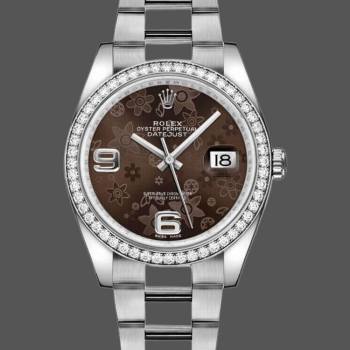 Rolex Datejust 116244 Bronze Floral Arabic Diamond Dial 36mm Unisex Watch (w15325462)