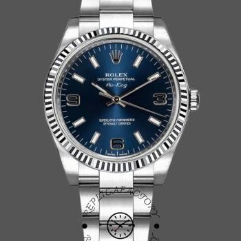 Rolex Oyster Perpetual Air-King 114234 Blue Dial fluted white gold bezel 34mm Unisex watch (w15325466)
