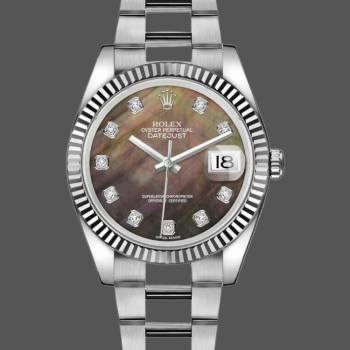 Rolex Datejust 116234 Black MOP Diamond Dial Automatic 36mm Unisex Watch (w15325487)