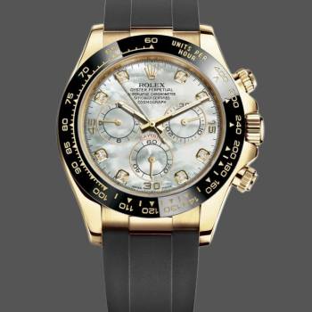 Rolex Daytona 116518LN Rubber Strap MOP Diamond Dial 40mm Mens Watch (w15325489)