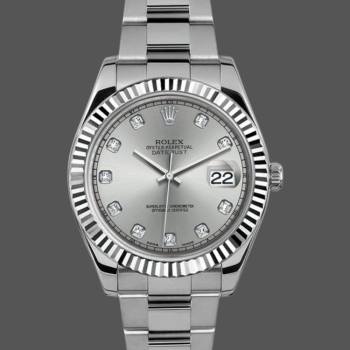 Rolex Datejust II 116334 Silver Diamond Dial 41mm Mens Watch (w15325498)