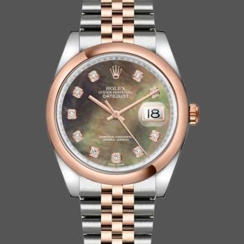 Rolex Datejust 116201 Black Mother of Pearl Dial 36mm Unisex Watch (w15325501)