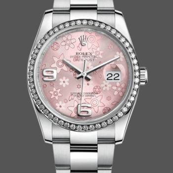 Rolex Datejust 116244 Stainless Steel Pink Floral Dial 36mm Lady Watch (w15325502)