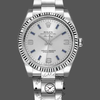 Rolex Oyster Perpetual Air-King 114234 Blue Hour Markers Silver Dial 34mm Unisex watch (w15325503)