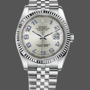 Rolex Datejust 116234 Silver Dial Blue Arabic Numeral Hour Markers 36mm Unisex Watch (w15325508)