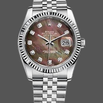 Rolex Datejust 116234 Black MOP Diamond Dial 36mm Unisex Watch (w15325516)