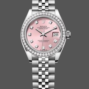 Rolex Datejust Steel White Gold Pink Dial m279384rbr 0003 28mm Lady Watch (w15325519)