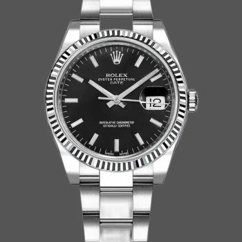 Rolex Oyster Perpetual Date 115234 Black Dial 34mm Unisex Watch (w15325545)