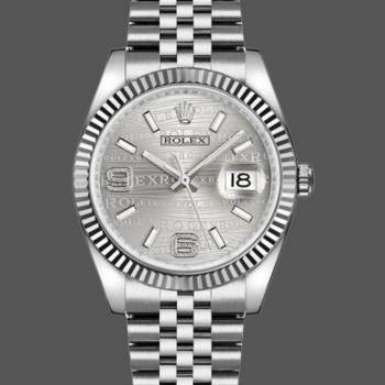 Rolex Datejust 116234-0159 Rhodium Wave Diamond Dial 36mm Unisex Watch (w15325549)