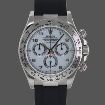 Rolex Daytona 116519 white Arabic dial Black Rubber strap 40mm Mens Watch (w15325561)