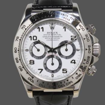 Rolex Daytona 16519 White Dial Black Leather strap 40mm Mens Watch (w15325577)