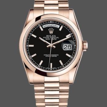 Rolex Day Date 118205 Black Dial 36mm Unisex Watch (w15325586)