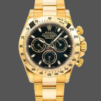 Rolex Daytona 116528 Black Dial Yellow Gold 40mm Mens Watch (w15325598)