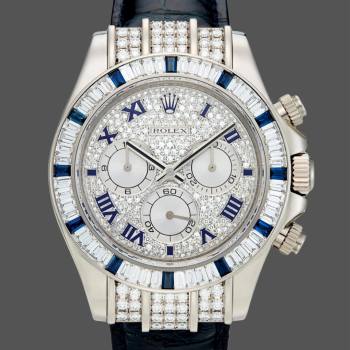 Rolex Daytona 116599 pave diamond dial Blue Leather Strap 40mm Mens Watch (w15325606)