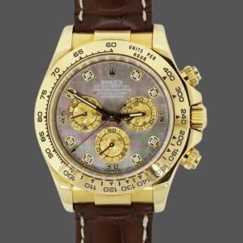 Rolex Daytona 116518 Yellow Gold Dark MOP Diamonds Dial 40mm Mens Watch (w15325607)