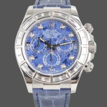 Rolex Daytona 116589BR Sodalite Dial Baguette Diamond Bezel 40mm Mens Watch (w15325611)