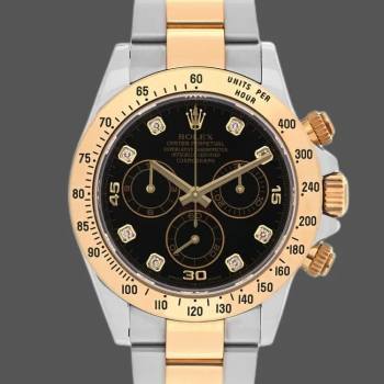 Rolex Daytona 116523 Stainless Steel Black Diamond Dial 40mm Mens Watch (w15325632)