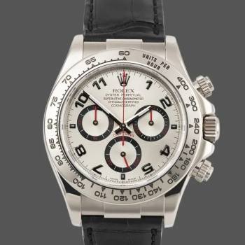Rolex Daytona 116519 Black Alligator Leather strap silver Dial 40mm Mens Watch (w15325636)