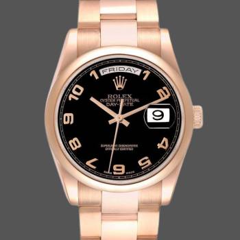 Rolex President Day Date 118205 Rose Gold Black Dial 36mm Unisex Watch (w15325657)