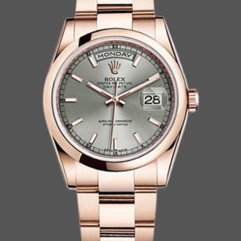 Rolex Day-Date 118205 Rose Gold Grey Dial 36mm Unisex Watch (w15325658)