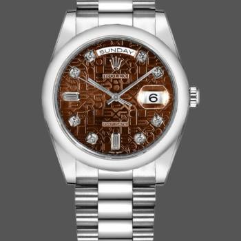 Rolex Day-Date 118209 White Gold Jubilee Chocolate Brown Dial 36mm Unisex Watch (w15325663)