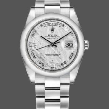 Rolex Day-Date 118209 White Gold Meteorite Grey Dial 36mm Unisex Watch (w15325664)