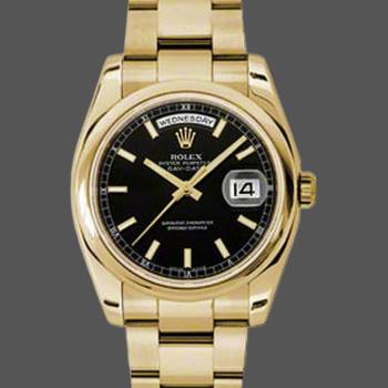 Rolex Day-Date 118208 Black Arab Dial Yellow Gold 36mm Unisex Watch (w15325666)