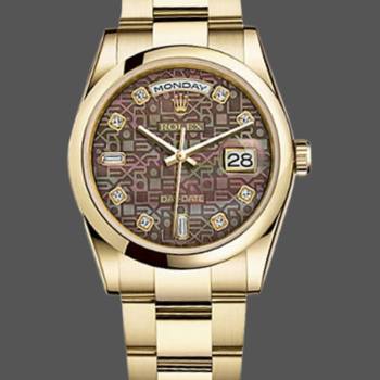 Rolex Day-Date 118208 Black Mother of Pearl Diamond Dial 36mm Unisex Watch (w15325667)