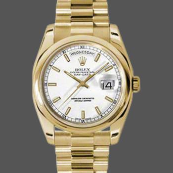 Rolex Day-Date 118208 White Dial 36mm Unisex Watch (w15325669)