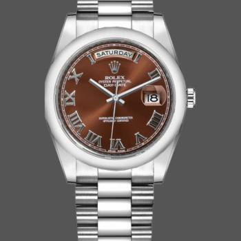 Rolex Day-Date 118209 White Gold Chocolate Brown Dial 36mm Unisex Watch (w15325675)