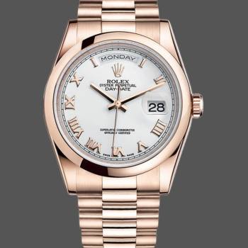 Rolex Day-Date 118205 Everose Gold White Dial 36mm Unisex Watch (w15325682)